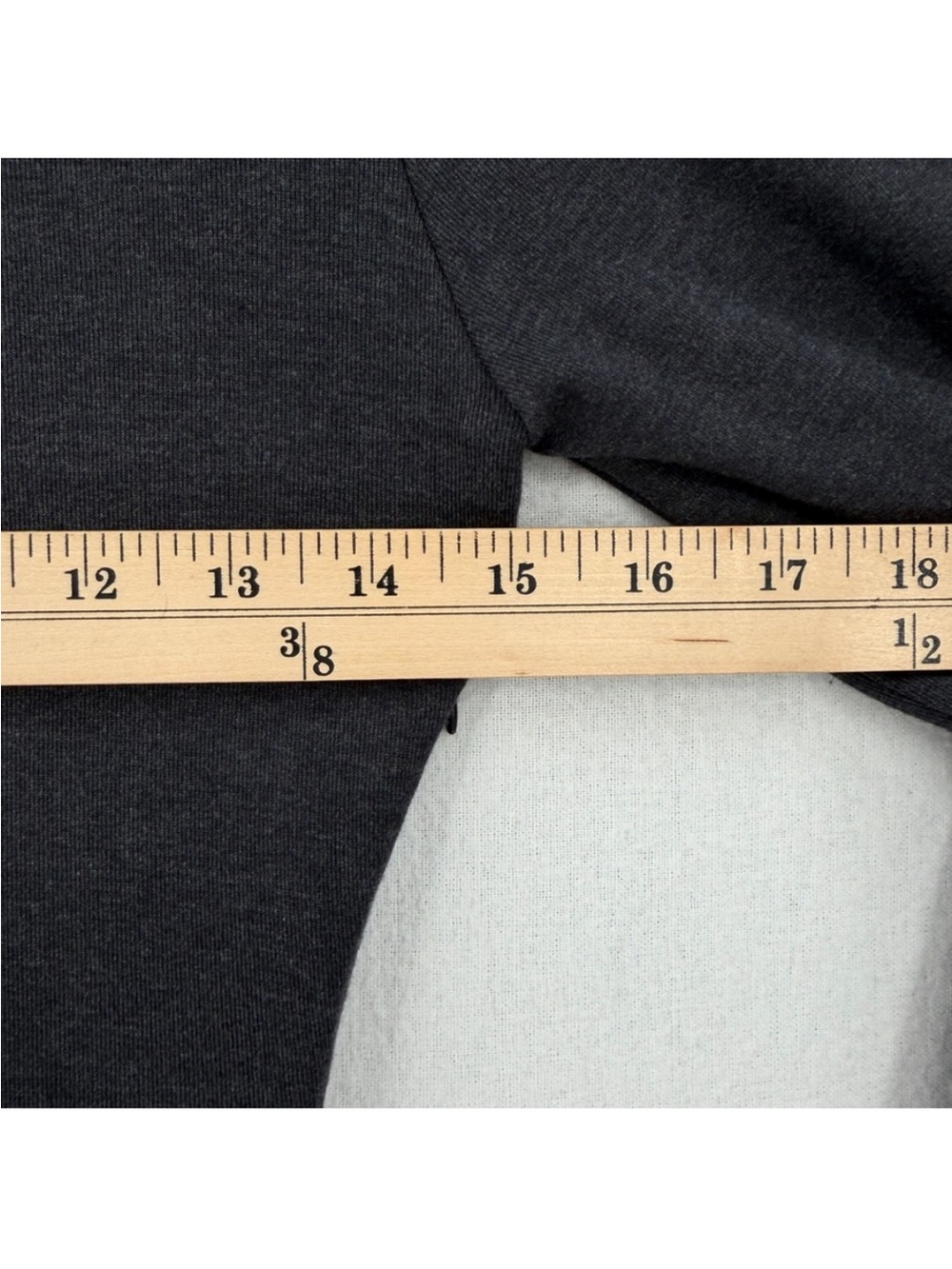 SER.O.YA Fina Tea Length Dress Large Charcoal Grey Ruched Mock Neck Long Sleeve - Picture 15 of 16